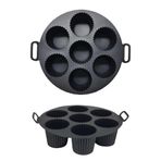 GüncelÇarşı Airfryer Silikon Kek Pişirme Kalıbı 7 Bölmeli, Silikon Cupcake Kek Pişirme Kabı Air Fryer Muffin Fırın Kalıbı (1 ADET SİYAH - 20 CM)