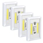 GüncelÇarşı Pille Çalışan Duvar Anahtarı Tipi COB LED Lamba, Kablosuz Dolap İçi Aydınlatma, Mıknatıslı, Yapışkanlı Gece Lambası, Kitap Lambası (4 ADET)