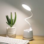 GüncelÇarşı Telefon Tutuculu Masa Lambası, 360° esnek okuma lambası, 3 parlaklık, 3 renk sıcaklığı, USB şarj edilebilir pil, göz koruması, 24 LED kıskaçlı lamba, yatak çalışma masası lambası