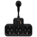 GüncelÇarşı Yüksek Voltaj Korumalı Priz, Duvar Tipi Kısa Kablolu Priz Çoğaltıcı, 3x Soket, 2x Type-C, 1x Usb, 16A, 3680W, 1050 Joule, Çocuk Korumalı, Isıya Dayanıklı Yapı (Siyah)