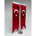 Gündoğan Kristal Kırlangıç Türk Saten Masa Bayrağı - Kırmızı