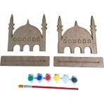 Güner Design 2CAMI Maket Ahşap Boyama Dini Aktivite Okul Kurs Etkinlik 1 Boya 1 Fırça Hobi Seti1 Adet - Kahverengi