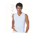 GUNERI UNDERWEAR Erkek Beyaz Ribana Sıfır Kol V Yaka % 100 Pamuklu Body 3'lü Paket 116-3B