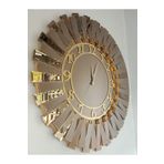 Güneş Altın Latin Bronz Model Altın Bronz Renk 85 cm Dekoratif Aynalı Duvar Saati