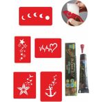 Güneş Avm Kalp ve Yıldız Desenleri Hint Kınası ile Geçici Dövme Yapma Seti - Renkli