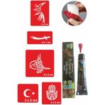 Güneş Avm Tuğra Bayrak Hint Kınası ile Geçici Dövme Yapma Seti - Renkli