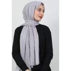Güneş Bambu Kraş Şal (Tesettür Giyim, Pamuk, Hafif, Rahat, Şık, Yüksek Kalite, Uygun , Hijab, Shawl, Scarf, Lux, Original) - Gri