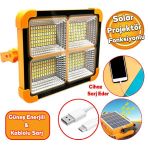 Gunes Enerji Solar Aydinlatma Cata Ct4698 Projektor Led 200W 4 Modlu Isik Telefon Sarj Cakar Isik