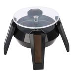 Güneş enerjili 360 Derece Döner Çarpıştırma Ekran Stand Takı saatleri için LED Işıklar Telefonlar ve Paskerler Çevre Dostu Abs Malzeme Siyah Beyaz Renk 9cm Çapı (Siyah)