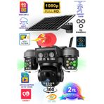 Güneş Enerjili 4g Üç Kameralı Full Hd Güvenlik Kamerası Bulut Depolama+sesli İletişim