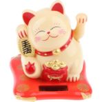 Güneş Enerjili Dans Sallanan Maneki Neko Kedi Oyuncak Ev Masası Dekor - Sarı - Renkli