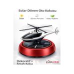 Güneş Enerjili Dönen Helikopter Araba Kokusu Kırmızı Renk -Torpido Üstü Dekoratif Oto Kokusu