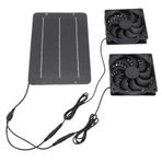 Güneş Enerjili Fan Kiti, 50W güneş Paneli Elektrikli Egzoz fanları Kit IPX7 Hava Geçirmez çift Fan güneş Paneli Havalandırma fanları 4000 Rpm Tavuk Kümesi Sera Kulübesi Köpek Evi