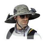Güneş enerjili fanlı balıkçı şapkası, güneş enerjili bere, geniş kenarlı güneş şapkası, güneş + USB fanlı, nefes alabilir ve su geçirmez, plaj, yürüyüş, kamp (asker yeşili) için ideal