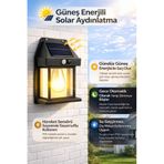 Güneş Enerjili Hareket Sensörlü Retro Fener Duvar Lambası