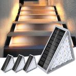 Güneş enerjili merdiven lambası, dış mekan, 13 LED, IP68 su geçirmez, güneş enerjili bahçe lambaları, merdivenler, bahçe, teras için LED merdiven aydınlatması (2 paket renkli ışık)