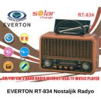 Güneş Enerjili Nostaljik Radyo Bluetooth USB Sd Fm Kahverengi - Ahşap - Ceviz