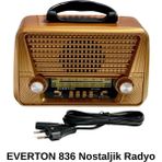 Güneş Enerjili Retro Radyo Bluetooth USB Sd Kart Mp3 Kahverengi - Ahşap - Ceviz