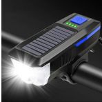 Güneş Enerjili Usb Şarjlı Bisiklet Lambası Solar Fener Ön Far Işık Aydınlatma Kornalı Mavi