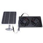 Güneş Fan, 25W 12V Güneş Egzoz Fan Kiti Çift Fan'lı Alüminyum Alaşım Abs Malzemesi Sera Tavuk Kümesi Köpek Evi