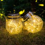 Güneş feneri, dış mekan için, ZVO 30 LED solar fener, dış mekan için, güneş ışıkları, top güneş lambası, su geçirmez bahçe ışıkları, küre, cam masa lambası, bahçe dekorasyonu için, dış mekan, teras, sıcak beyaz (2'li set)