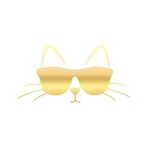 Güneş Gözlüğü Takan Kedi Araba Sticker 17X17 Cm Gold