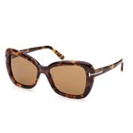 Güneş gözlüğü Tom Ford FT 1008 Maeve 55J Shiny Coloured Havana, "t" Logo/Brown Le, Shiny Coloured Havana, "T" Logo/Brown Lenses, 55/17/140, parlak renkli Havana, "T" logosu / kahverengi camlar, Parlak