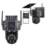 Güneş Güvenlik Kameraları Açık, 8MP 360 ° Panoramik Görünüm Kablosuz WiFi Ev Gözetim, PIR Hareket Algılama, 1920x2160p Video çözünürlük