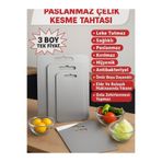 Güneş Krom Dekorasyon GKD 3’lü Profesyonel Paslanmaz Çelik Kesme Tahtası Seti – Dayanıklı & Hijyenik