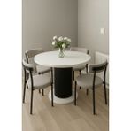 Güneş Model 90 Çaplı 75 cm Yükseklikli (36MM Kalın Kenarlı) (Sandalye Yok) Yuvarlak Yemek Masası - Beyaz - Siyah - 90 X 90