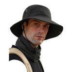 Güneş şapkası, erkek, kadın, UV korumalı, katlanabilir, safari şapkası, balıkçı şapkası, geniş kenarlı, yürüyüş şapkası, balıkçı şapkası, yaz, dış mekan (SİYAH)
