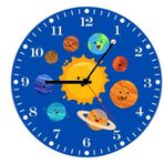 Güneş Sistemi Çocuk Odası Metal Duvar Saati 29x29 cm - Eğitici Gezegenler Sessiz Akar Mekanizma