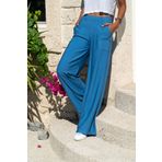 Güneşkızı GK-BST2933 İndigo Keten Beli Lastikli Salaş Kadın Pantolon