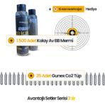 Gunex 25 Adet CO2 Tüp ve 1500 Adet Kolay Av 4.5mm BB Mermi Seti Hediye ile Üstün Performans