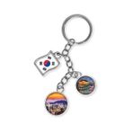 Güney Kore Üçlü Epoksi Metal Çift Taraflı Damla Anahtarlık South Korea