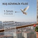 Güneybey File Kuş Balkon Filesi | 3 x 2 Metre | Beyaz | 1.5 mm Ip, 2x2 cm Göz Açıklığı - 3x2 M