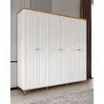 GuneyStore Bohem 6 Kapaklı Atlantik Çam Beyaz Gardırop