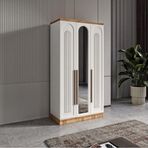 GuneyStore Flora 3 Kapaklı Komple MDF Aynalı Gardırop