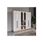 GuneyStore Flora 6 Kapaklı Aynalı Komple Mdf Gardırop