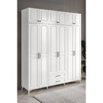 GuneyStore Gözde 6 Kapaklı Yüklüklü Komple MDF Beyaz Gardırop