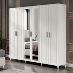 GuneyStore Komple Mdf Paris 6 Kapaklı Beyaz Aynalı Gardırop
