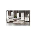 GuneyStore Komple Mdf Paris 6 Kapaklı Beyaz Yatak Odası Takımı Bazalı