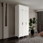 GuneyStore Milas 3 Kapaklı Komple MDF Ayaklı Yüklüklü Gardırop