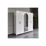 GuneyStore Oslo 6 Kapaklı Aynalı Komple MDF Beyaz Gardırop