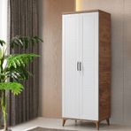 GuneyStore Paris 2 Kapaklı Komple Mdf Atlantik Çam Beyaz Gardırop