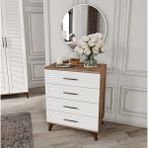 Guneystore Paris 4 Çekmeceli Aynalı Komple Mdf Atlantik Çam - Beyaz Şifonyer