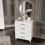 Guneystore Paris 4 Çekmeceli Aynalı Mdf Beyaz Şifonyer