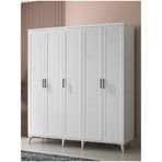 GuneyStore Paris 5 Kapaklı Komple Mdf Atlantik Çam Beyaz Gardırop