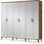 GuneyStore Paris 6 Kapaklı Atlantik Çam Beyaz Gardırop