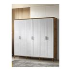 GuneyStore Paris 6 Kapaklı Komple MDF Atlantik Çam Beyaz Gardırop